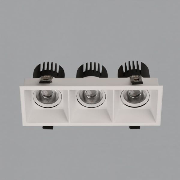 Downlight LED COB carré x3 Encastrable MOVE 8 3x12W 2700K 3480lm/3000K 3780lm IP44/IP20