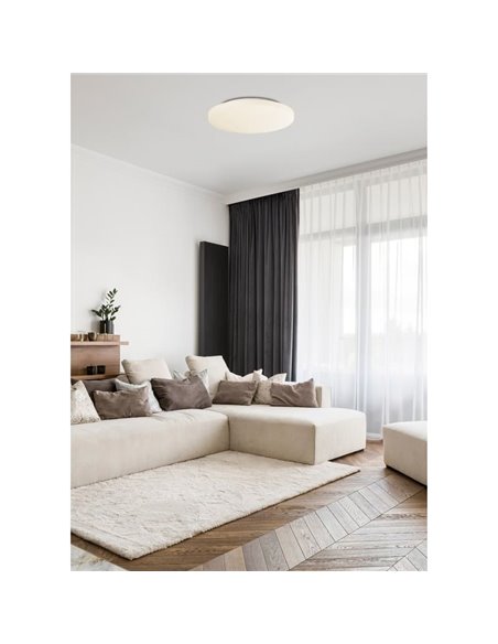 MOON plafon LED redondo pequeno 19cm Opala, 10W 1100lm, IP44 2700K-3000K com interruptor deslizante