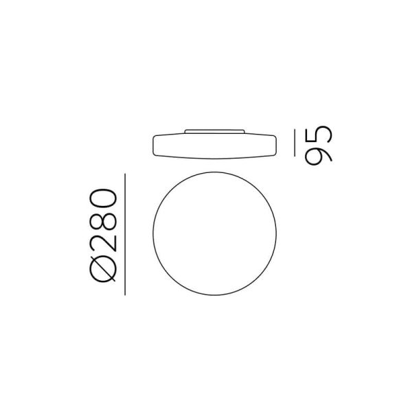 Plafon LED redondo médio MOON 28cm Opala, 18W 1890lm, IP44 2700K-3000K com interruptor deslizante