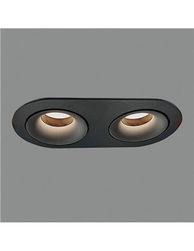 Aro Empotrable MUSCA Ø9,2x20,5cm Negro Texturado, para bombilla LED GU10 2x8W, CL.II 