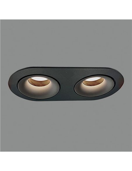 Aro Empotrable MUSCA Ø9,2x20,5cm Negro Texturado, para bombilla LED GU10 2x8W, CL.II 