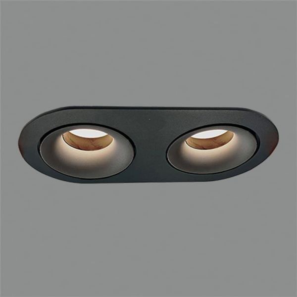 Aro Empotrable MUSCA Ø9,2x20,5cm Negro Texturado, para bombilla LED GU10 2x8W, CL.II 