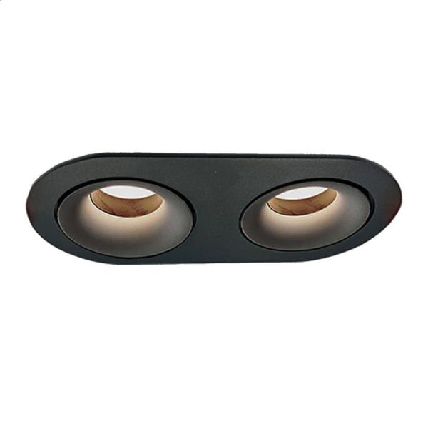 Aro Empotrable MUSCA Ø9,2x20,5cm Negro Texturado, para bombilla LED GU10 2x8W, CL.II 