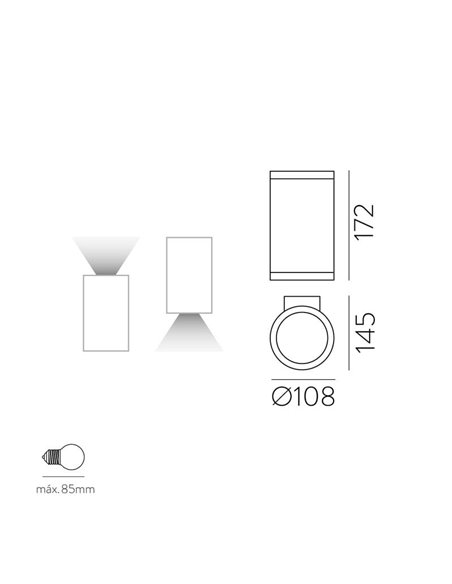 Aplique de pared exterior NORI 1 Luz Blanco Texturado, para bombilla E27 de 15W, IP65