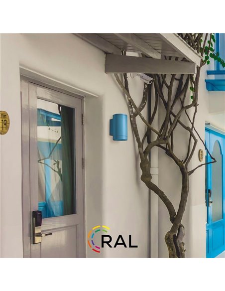 Aplique de parede exterior NORI com 2 luzes ascendentes e descendentes, branco texturizado, para 2 lâmpadas E27 de 15W, IP65