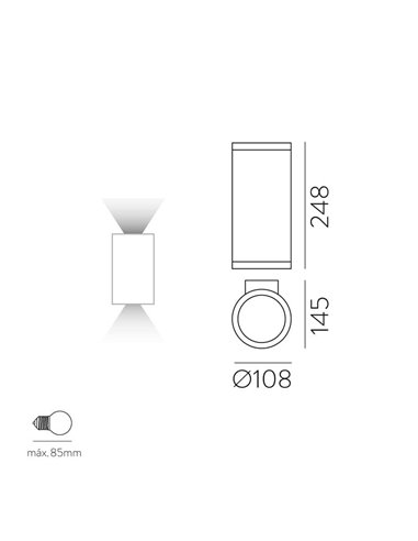 Applique d'extérieur NORI 2 lumières haut et bas, Blanc Texturé, Pour 2 Ampoules E27 15W, IP65