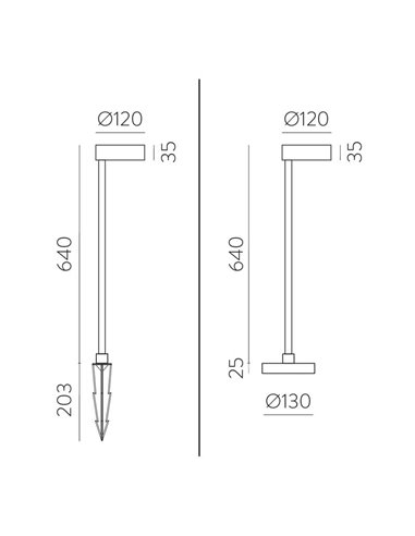 Baliza LED alta con pincho para exterior SKAT Antracita Texturado, LED 7W 3000K 340lm, CRI90 CL.I IP65