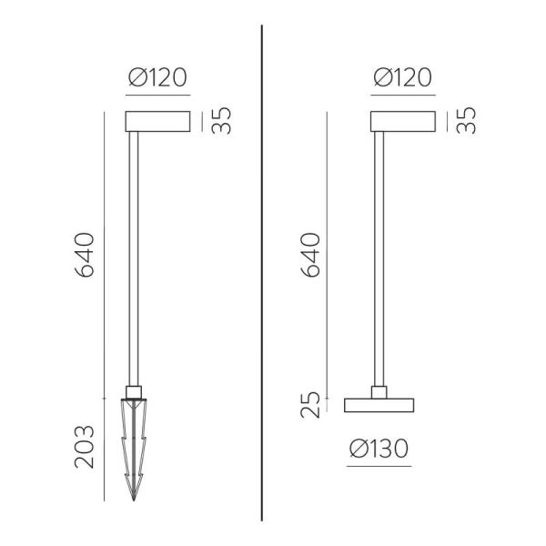 Baliza LED alta con pincho para exterior SKAT Antracita Texturado, LED 7W 3000K 340lm, CRI90 CL.I IP65