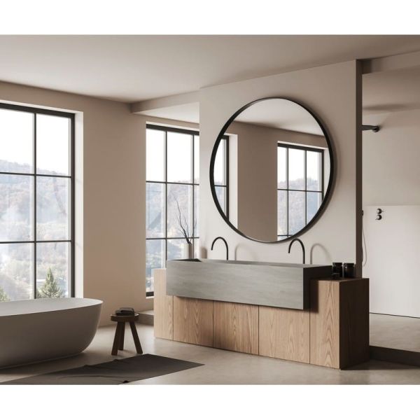 Miroir rond sans éclairage Noir, différentes tailles : Ø61cm - Ø81cm - Ø101cm