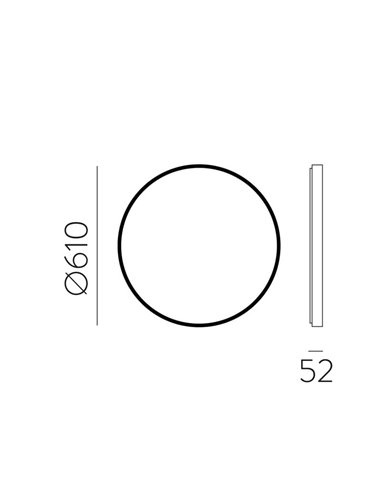 Espelho redondo com luz LED 3000K, preto, à escolha: Ø61cm (35W-2360lm) - Ø81cm (46W-3140lm) - Ø101cm (58W-3930lm), IP44