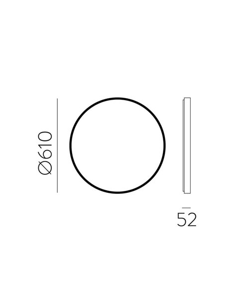 Miroir rond avec lumière LED 3000K, noir, au choix : Ø61cm (35W-2360lm) - Ø81cm (46W-3140lm) - Ø101cm (58W-3930lm), IP44