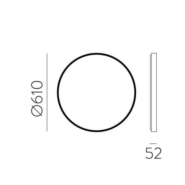 Miroir rond avec lumière LED 3000K, noir, au choix : Ø61cm (35W-2360lm) - Ø81cm (46W-3140lm) - Ø101cm (58W-3930lm), IP44