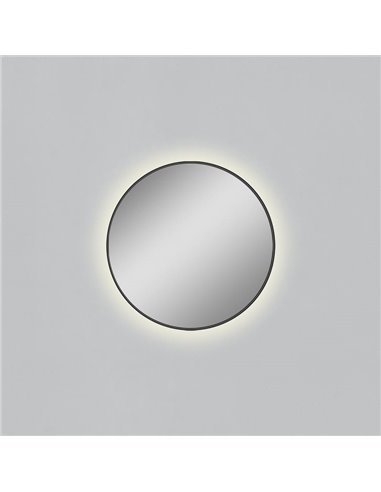 Espelho redondo com luz LED 3000K, preto, à escolha: Ø61cm (35W-2360lm) - Ø81cm (46W-3140lm) - Ø101cm (58W-3930lm), IP44