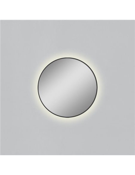 Espejo redondo Con Luz LED 3000K, Negro, a elegir: Ø61cm (35W-2360lm) - Ø81cm (46W-3140lm) - Ø101cm (58W-3930lm), IP44