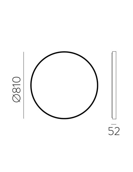 Espelho redondo com luz LED 3000K, preto, à escolha: Ø61cm (35W-2360lm) - Ø81cm (46W-3140lm) - Ø101cm (58W-3930lm), IP44