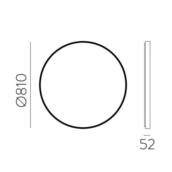 Miroir rond avec lumière LED 3000K, noir, au choix : Ø61cm (35W-2360lm) - Ø81cm (46W-3140lm) - Ø101cm (58W-3930lm), IP44