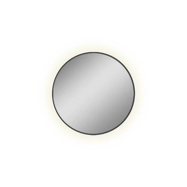 Miroir rond avec lumière LED 3000K, noir, au choix : Ø61cm (35W-2360lm) - Ø81cm (46W-3140lm) - Ø101cm (58W-3930lm), IP44