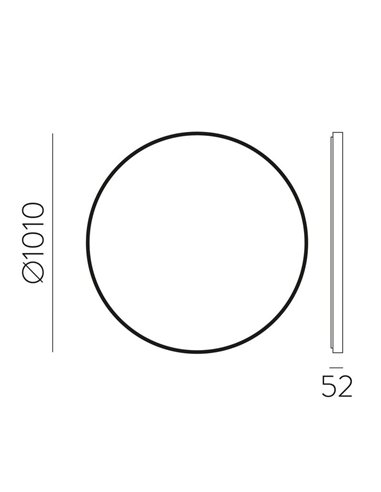 Espelho redondo com luz LED 3000K, preto, à escolha: Ø61cm (35W-2360lm) - Ø81cm (46W-3140lm) - Ø101cm (58W-3930lm), IP44