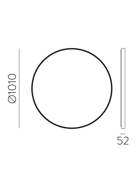 Miroir rond avec lumière LED 3000K, noir, au choix : Ø61cm (35W-2360lm) - Ø81cm (46W-3140lm) - Ø101cm (58W-3930lm), IP44