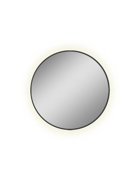 Espelho redondo com luz LED 3000K, preto, à escolha: Ø61cm (35W-2360lm) - Ø81cm (46W-3140lm) - Ø101cm (58W-3930lm), IP44