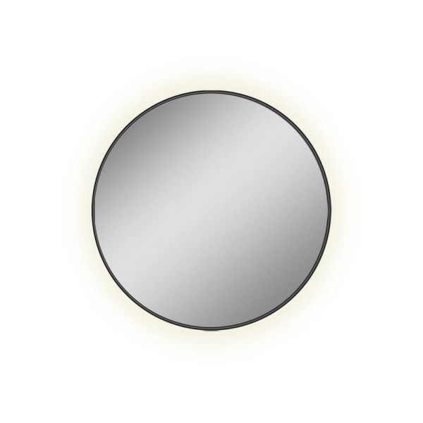 Miroir rond avec lumière LED 3000K, noir, au choix : Ø61cm (35W-2360lm) - Ø81cm (46W-3140lm) - Ø101cm (58W-3930lm), IP44
