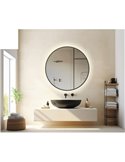 Miroir rond avec lumière LED 3000K, noir, au choix : Ø61cm (35W-2360lm) - Ø81cm (46W-3140lm) - Ø101cm (58W-3930lm), IP44