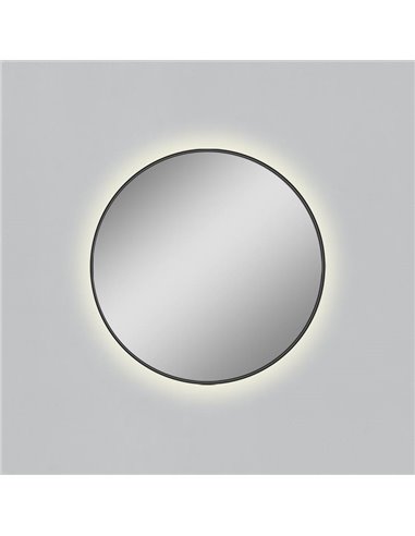 Miroir rond avec lumière LED 3000K, noir, au choix : Ø61cm (35W-2360lm) - Ø81cm (46W-3140lm) - Ø101cm (58W-3930lm), IP44