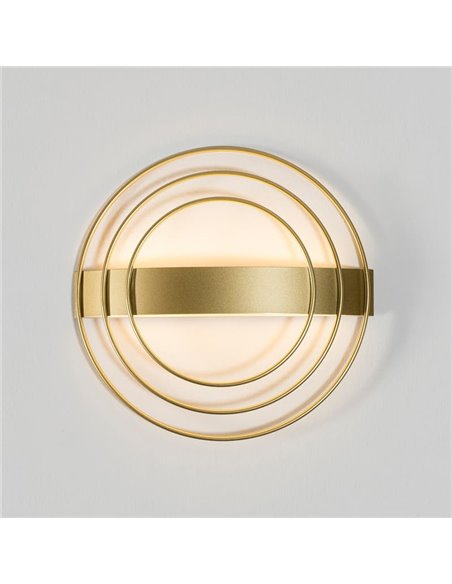 Applique murale LED ronde RINGO Technical Gold 13W 808Lm Dimmable 2700K-3000K avec interrupteur coulissant