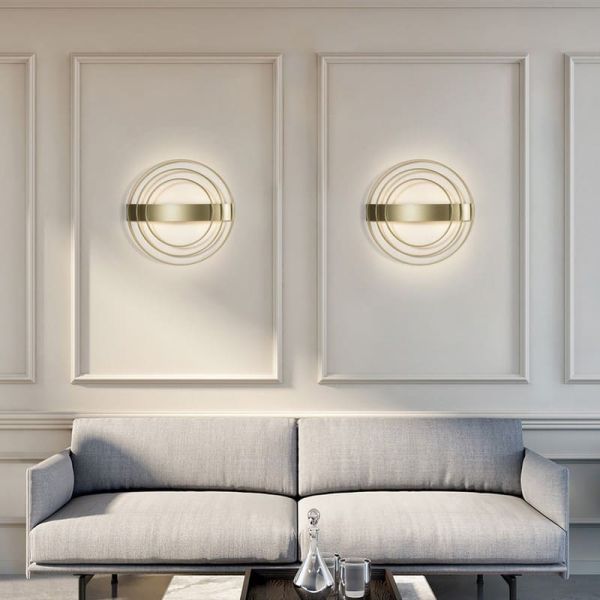 Applique murale LED ronde RINGO Technical Gold 13W 808Lm Dimmable 2700K-3000K avec interrupteur coulissant