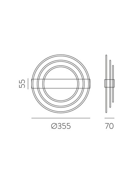 Aplique LED redondo RINGO Oro Técnico 13W 808Lm Regulable 2700K-3000K con Interruptor deslizante