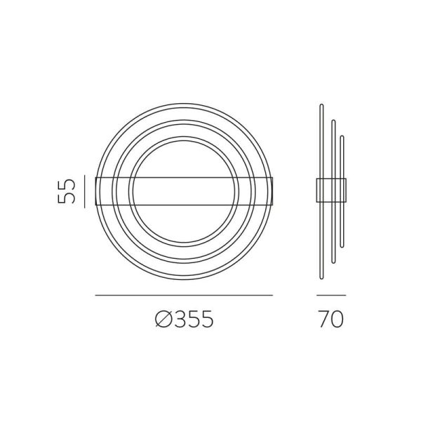 Applique murale LED ronde RINGO Technical Gold 13W 808Lm Dimmable 2700K-3000K avec interrupteur coulissant