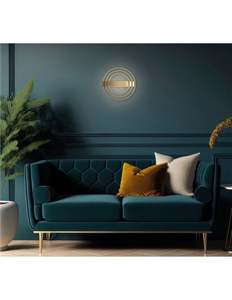 Applique murale LED ronde RINGO Technical Gold 13W 808Lm Dimmable 2700K-3000K avec interrupteur coulissant