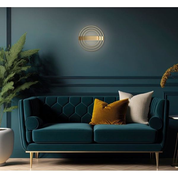 Applique murale LED ronde RINGO Technical Gold 13W 808Lm Dimmable 2700K-3000K avec interrupteur coulissant