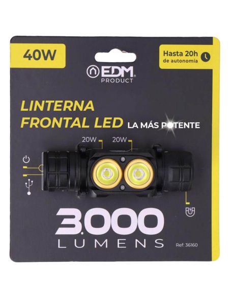 Linterna Frontal LED 3.000Lm Recargable – Alta Potencia, Autonomía 20H, Ideal para Aventura y Trabajo