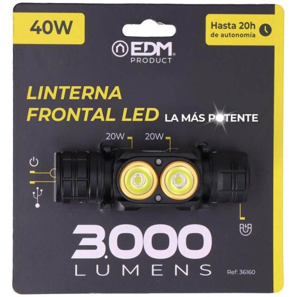 Linterna Frontal LED 3.000Lm Recargable – Alta Potencia, Autonomía 20H, Ideal para Aventura y Trabajo