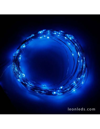 Guirnalda Alambre 100 Leds Luz Azul -10Metros- Uso Interior| LeonLeds