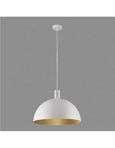 Grande Suspension TIGA Ø35cm E27 15W, Blanc Texturé 2 finitions intérieures