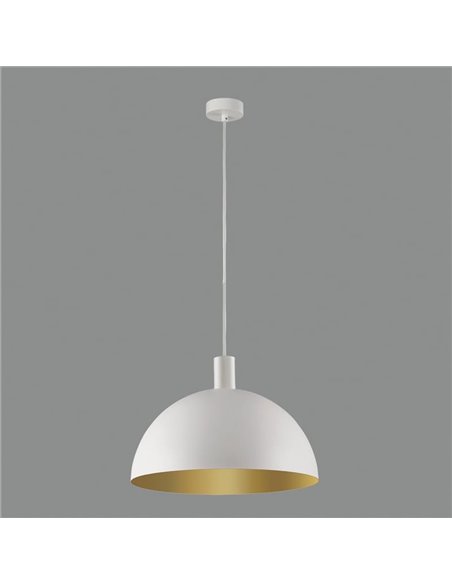 Lámpara de Techo Colgante TIGA grande Ø35cm E27 15W, Blanco texturado 2 acabados interiores