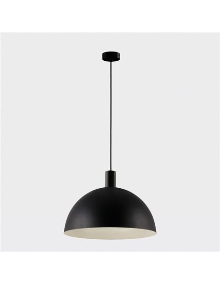 Candeeiro suspenso grande TIGA Ø35cm E27 15W, Preto Texturizado 2 acabamentos interiores