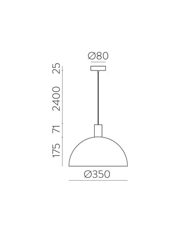 Lámpara de Techo Colgante TIGA grande Ø35cm E27 15W, Negro texturado 2 acabados interiores