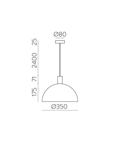 Lámpara de Techo Colgante TIGA grande Ø35cm E27 15W, Negro texturado 2 acabados interiores