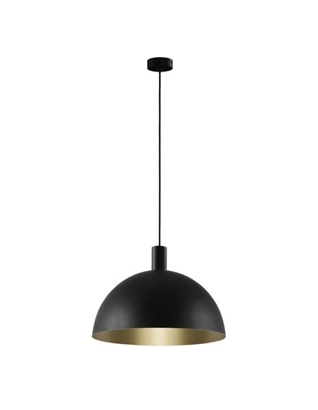 Candeeiro suspenso grande TIGA Ø35cm E27 15W, Preto Texturizado 2 acabamentos interiores