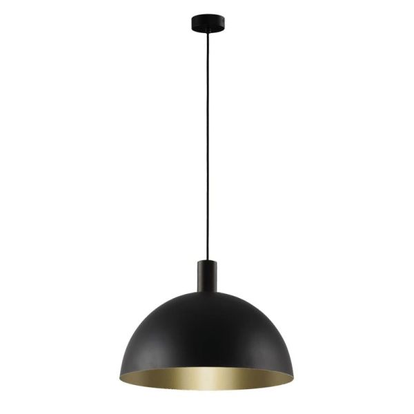 Candeeiro suspenso grande TIGA Ø35cm E27 15W, Preto Texturizado 2 acabamentos interiores