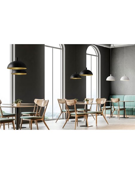 Grande Suspension TIGA Ø35cm E27 15W, Noir Texturé 2 finitions intérieures