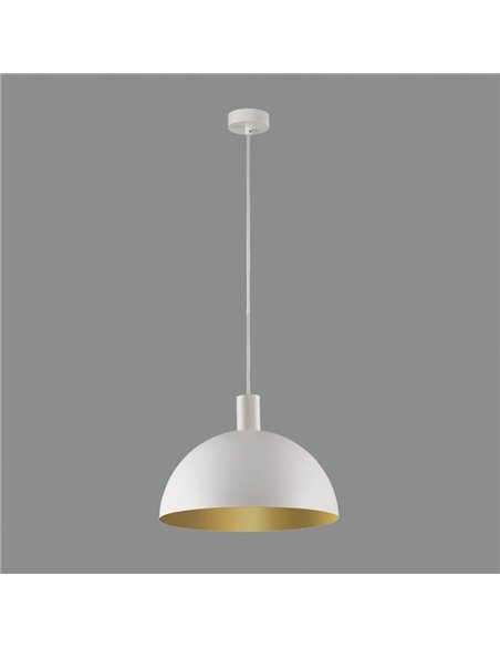 TIGA Petite Suspension Ø25cm E27 15W, Blanc Texturé 2 finitions intérieures