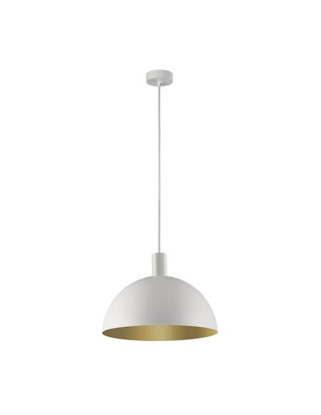 TIGA Petite Suspension Ø25cm E27 15W, Blanc Texturé 2 finitions intérieures