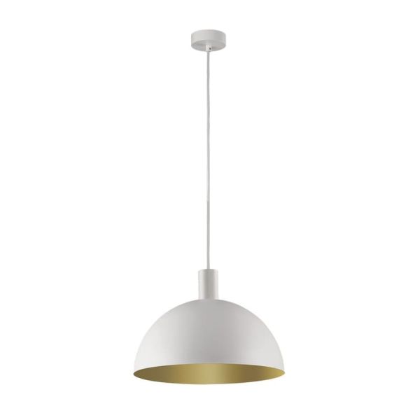 TIGA Petite Suspension Ø25cm E27 15W, Blanc Texturé 2 finitions intérieures