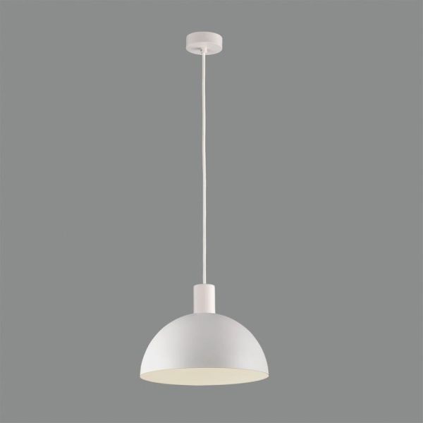 TIGA Petite Suspension Ø25cm E27 15W, Blanc Texturé 2 finitions intérieures