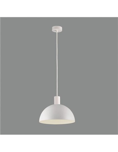 TIGA Petite Suspension Ø25cm E27 15W, Blanc Texturé 2 finitions intérieures