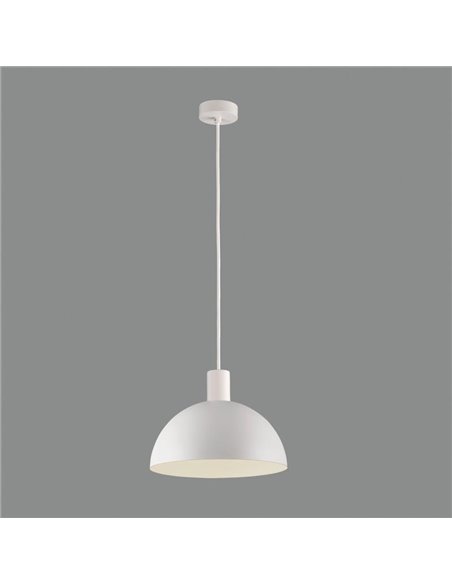 TIGA Petite Suspension Ø25cm E27 15W, Blanc Texturé 2 finitions intérieures